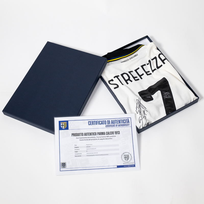 Maglia Gara Home 25/26 autografata da Strefezza 7 - Parma Calcio