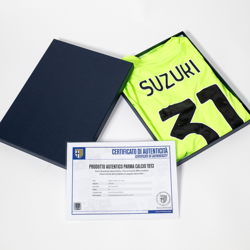 Maglia Gara Portiere Green Glare 25/26 autografata da Suzuki 31 - Parma Calcio