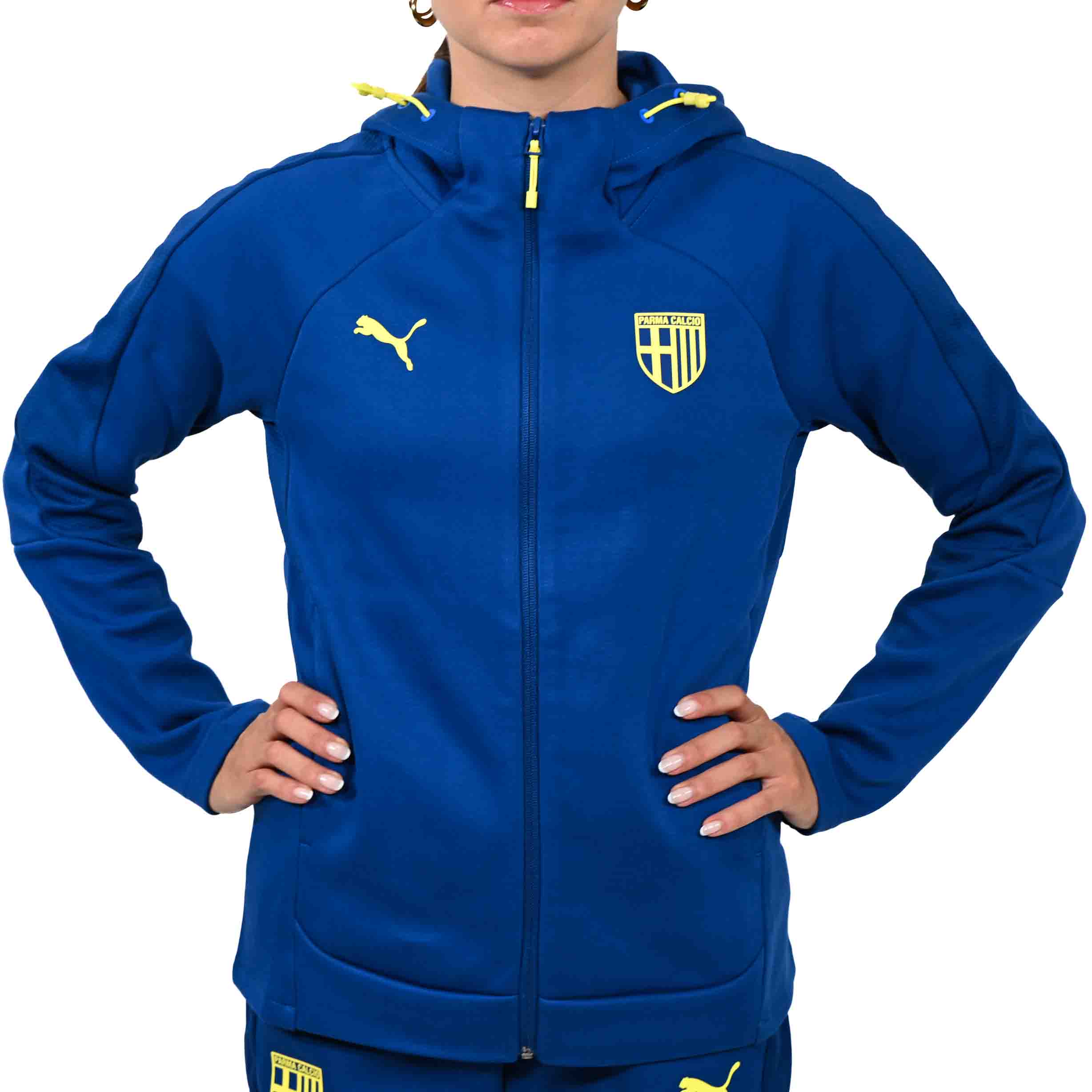 Felpa Woman Hooded Evostripe Zip Clyde Royal-Lemon Crush - Parma Calcio