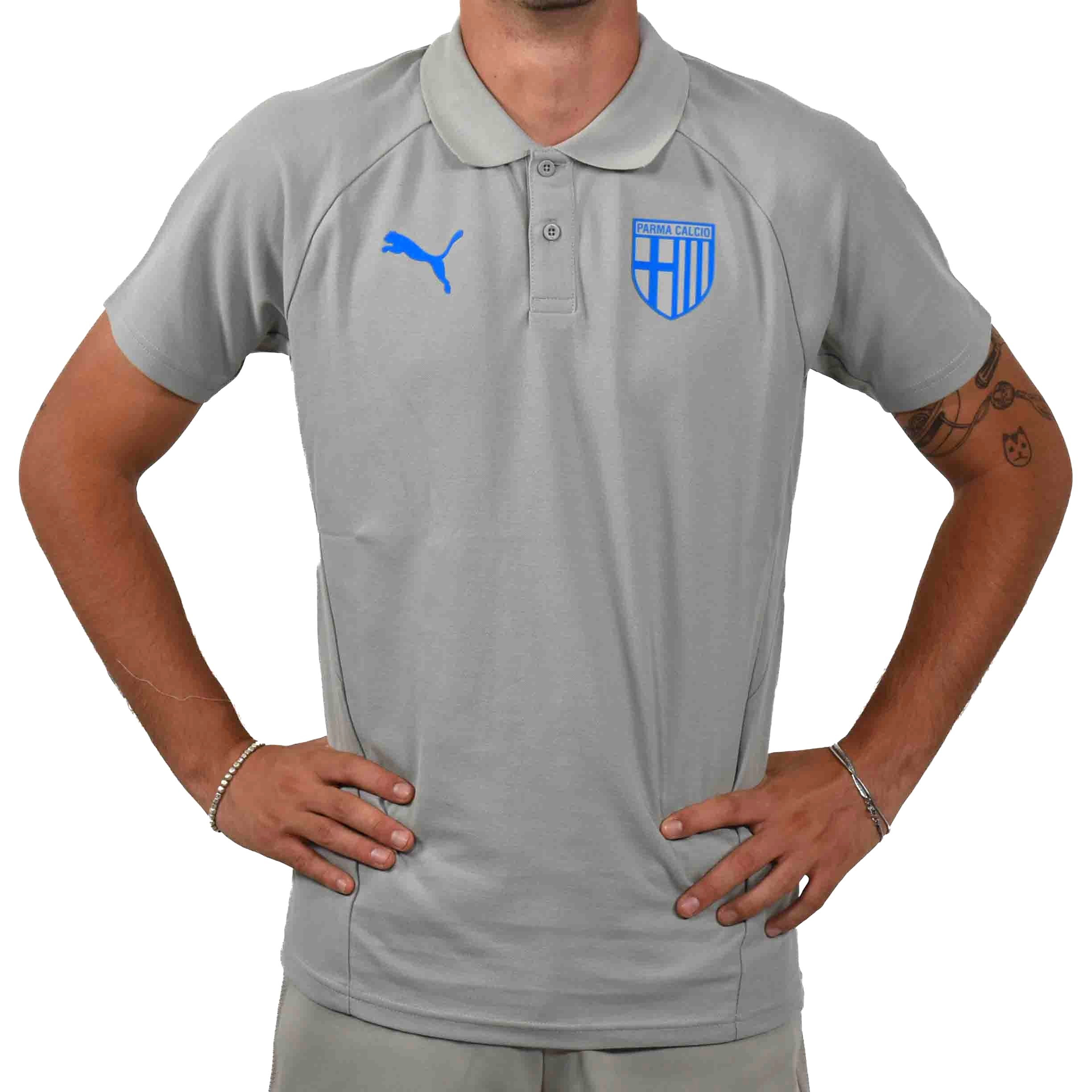 Polo EvoStripe Smokey Gray-Ultra Blue - Parma Calcio