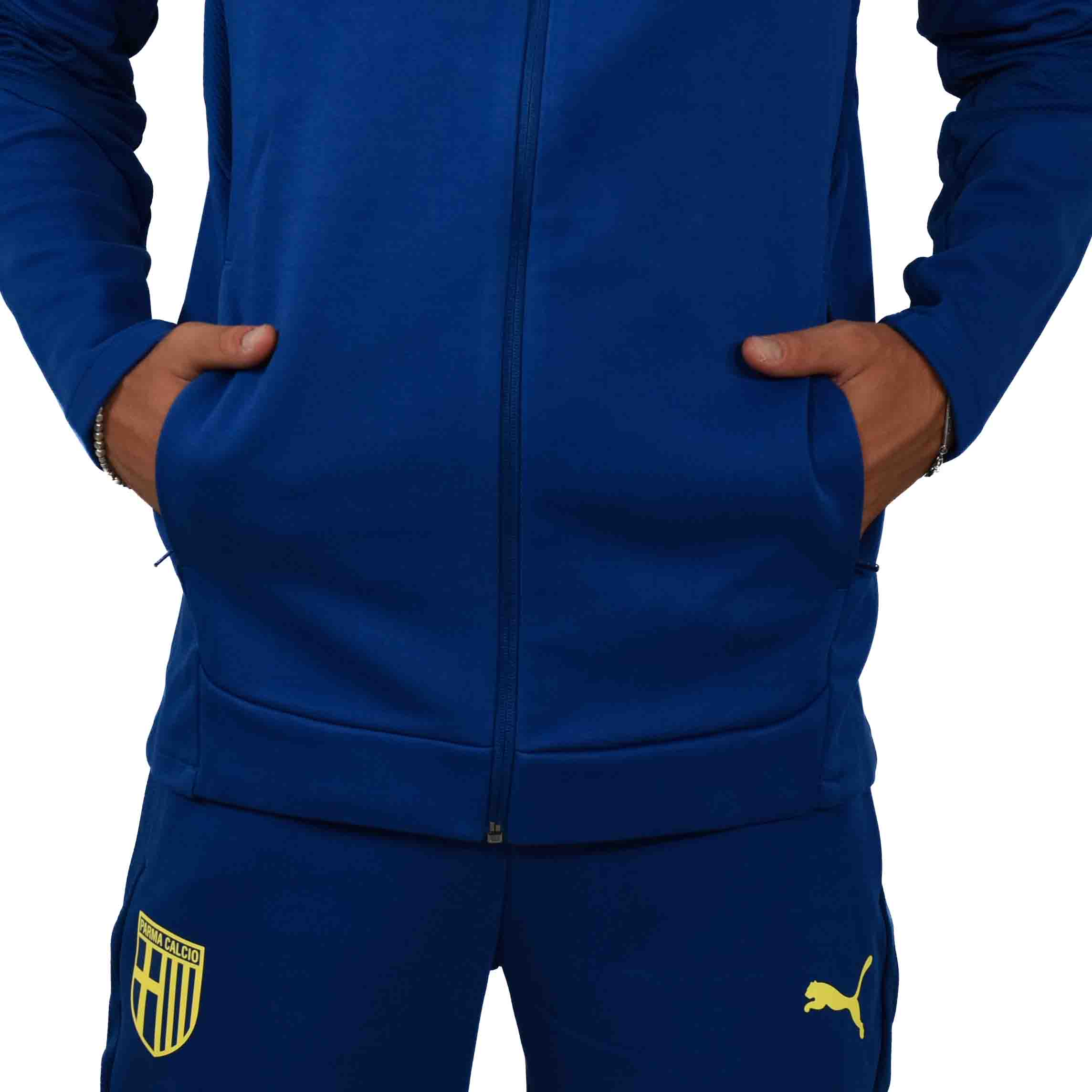 Felpa Hooded Evostripe Zip Clyde Royal-Lemon Crush - Parma Calcio