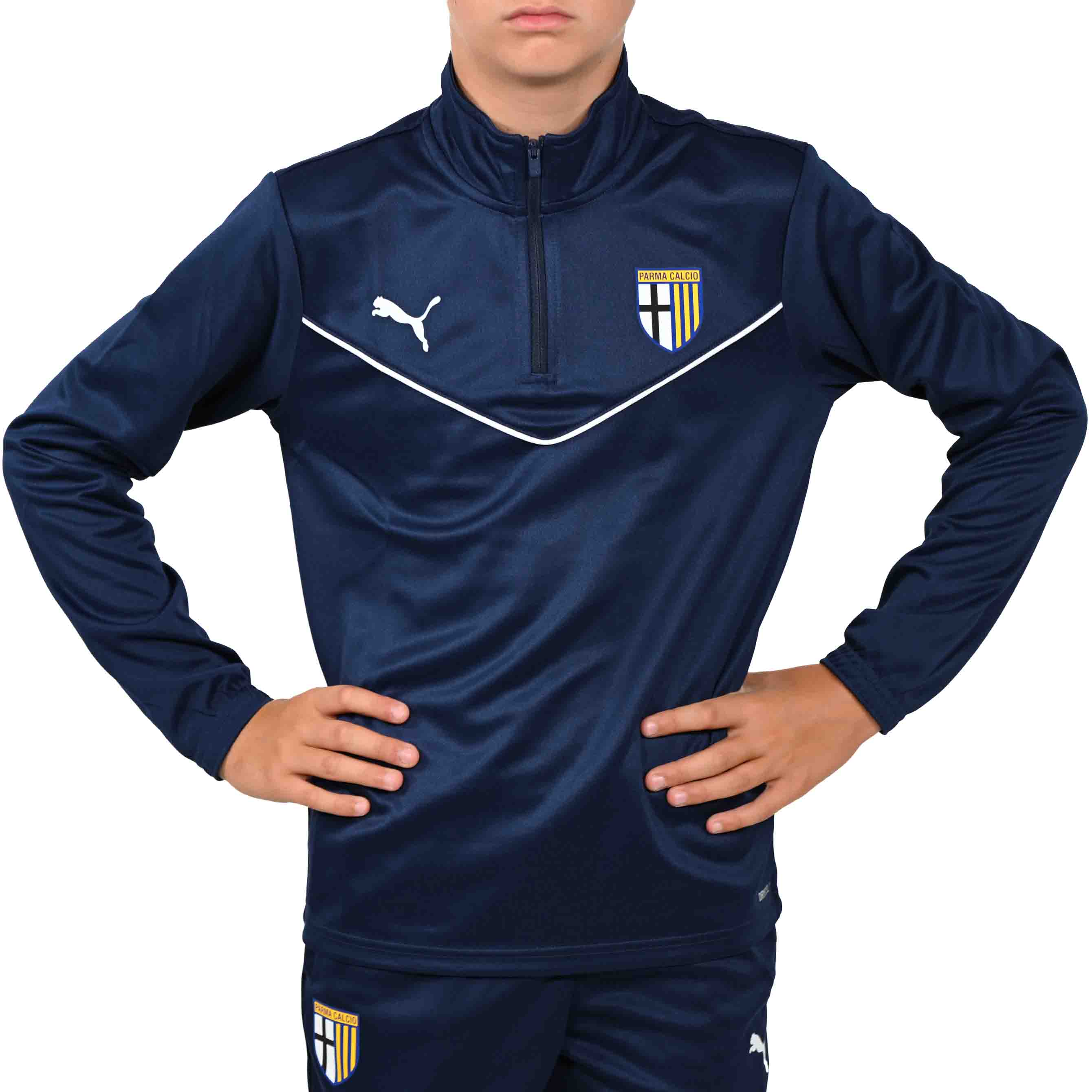 Felpa Junior 1/4 Zip Training Blu Navy - Parma Calcio