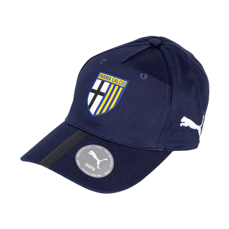 Cappello blu navy con visiera, logo Parma Calcio sul fronte e logo Puma bianco ricamato di lato
