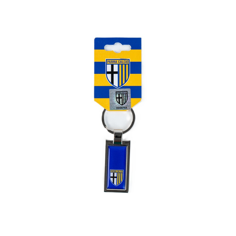 Portachiavi targhetta bifacciale blu e giallo Parma Calcio