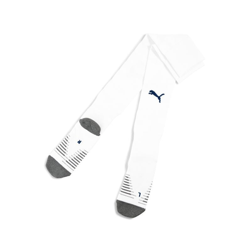 Calzettoni gara bianchi third con logo puma blu ricamato