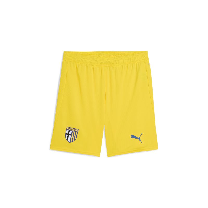 Pantaloncino gara Away junior giallo con logo Parma Calcio e logo Puma