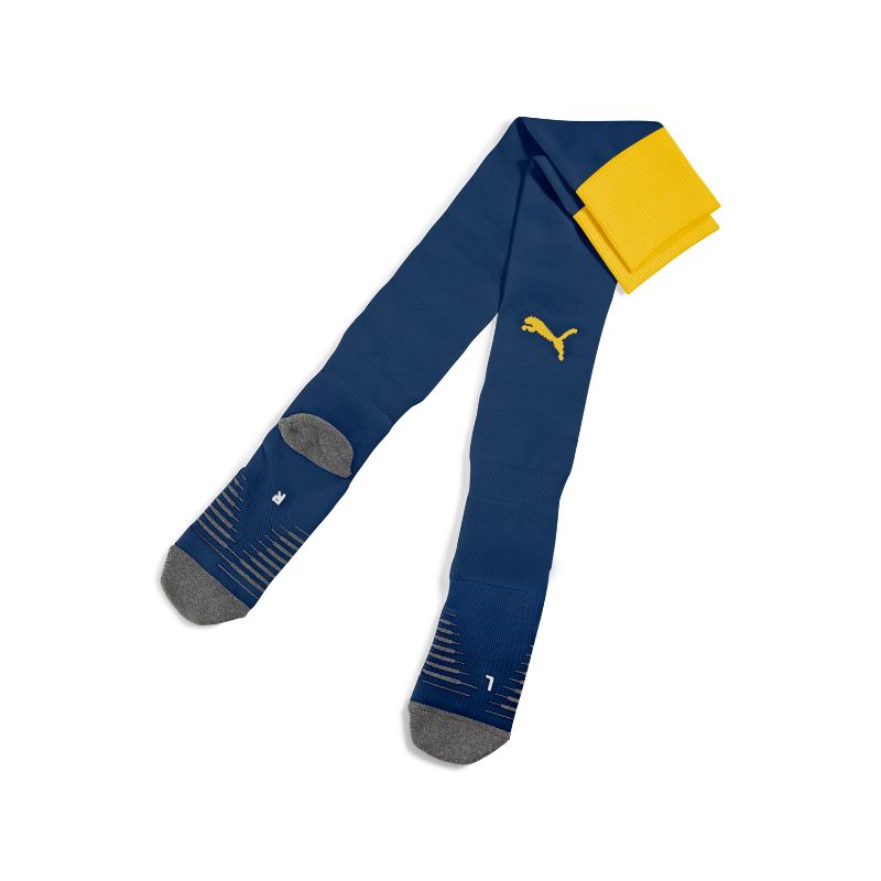 Calzettoni gara Blu con logo puma giallo ricamato