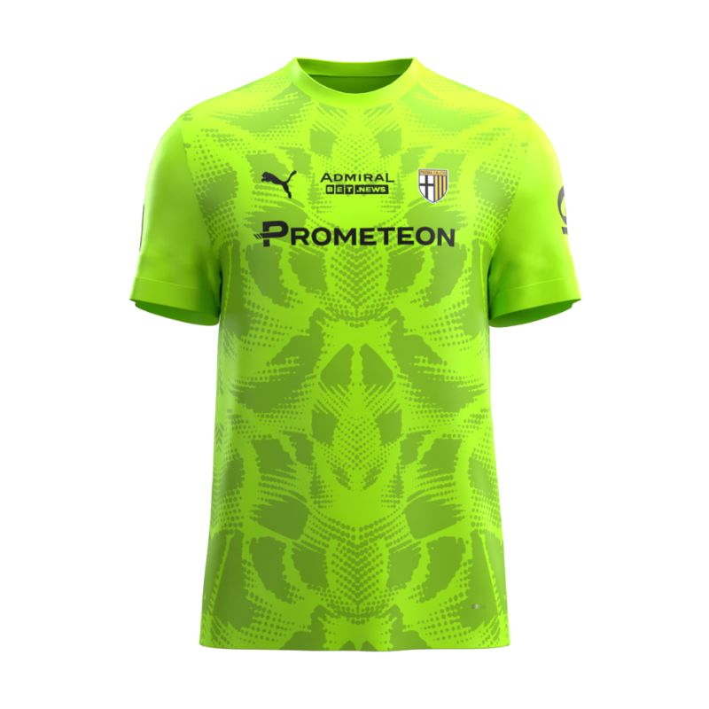 Maglia gara portiere colore green glare con sponsor in colore nero