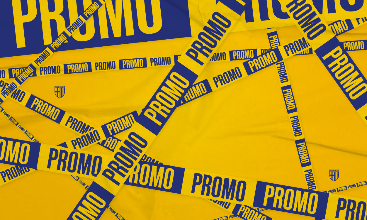 texture gialla con scritte promo parma calcio