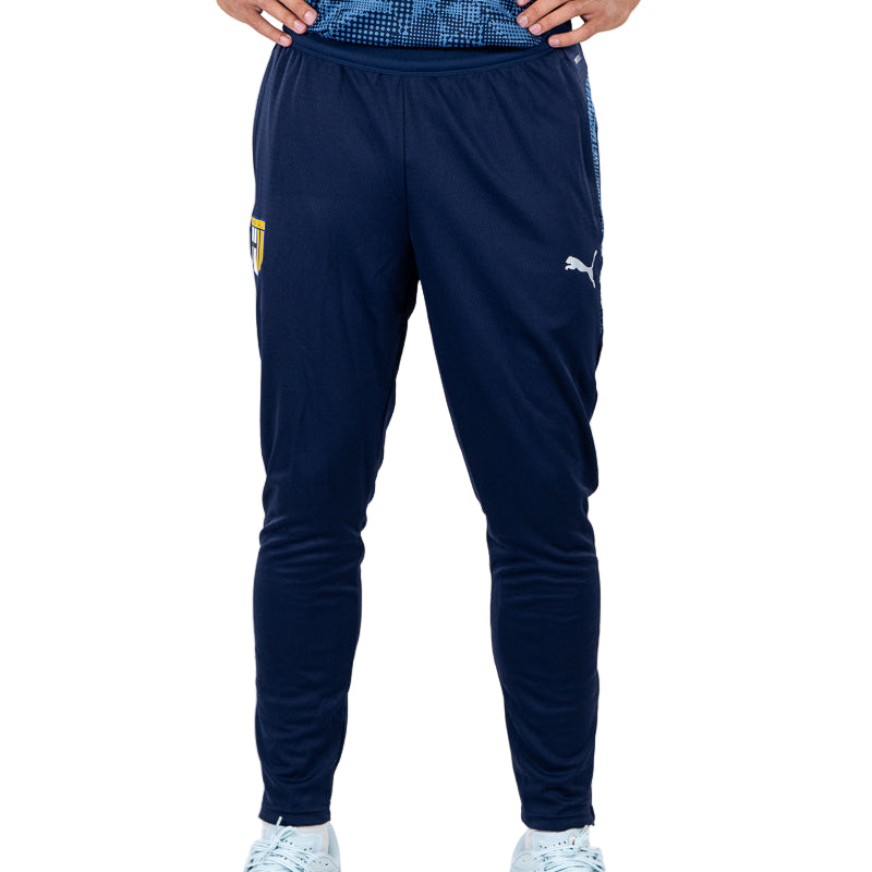 Pantalone training blu navy con fantasia geometrica laterale e logo Parma Calcio e Puma