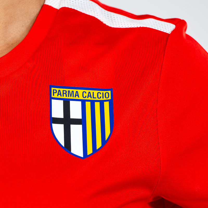 Dettaglio logo Parma Calcio maglia training woman rossa 