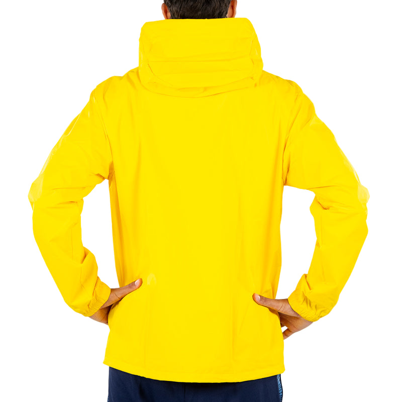 Giacca antipioggia allenamento adulto gialla con cappuccio, zip, tasche laterali, logo Puma e Parma Calcio