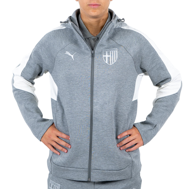 Felpa con cappuccio e zip woman, bande laterali in vita e sulle maniche, lo Parma Calcio e Puma