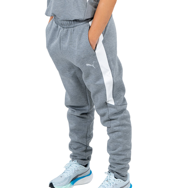 Pantalone tuta lungo grigio woman con elastico in vita, bande laterali bianche, logo Parma Calcio e logo Puma